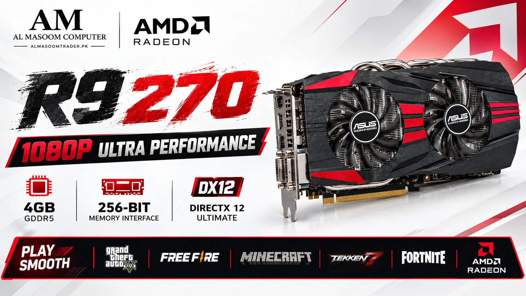 AMD RADEON R9 270 (4GB, GDDR5, 256BIT, DX12)