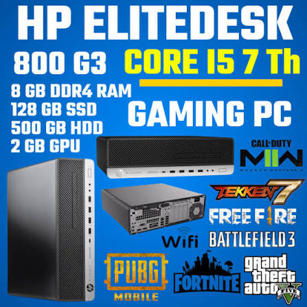 H.P ELITEDESK 800 G3 SFF [CORE I5 7TH GEN, 8GB RAM, 128GB SSD, 500 GB HDD, 2GB GAMING GRAPHIC CARD ]