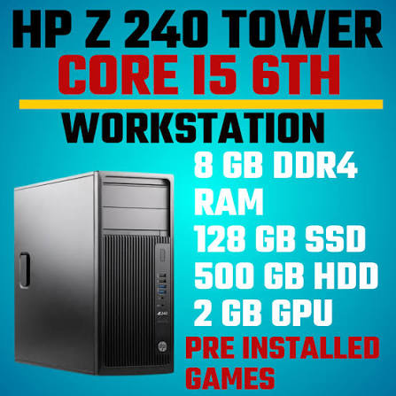 H.P Z 240 TOWER WORKSTATION [ i5 6TH , 8GB DDR4 RAM, 128GB SSD, 500GB HDD, 2GB GRAPHIC CARD ]