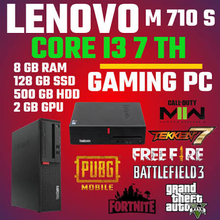 LENOVO M710 S, CORE I3 7TH, 8GB RAM, 128 GB SSD, 500 GB HDD, 2GB GRAPHIC CARD